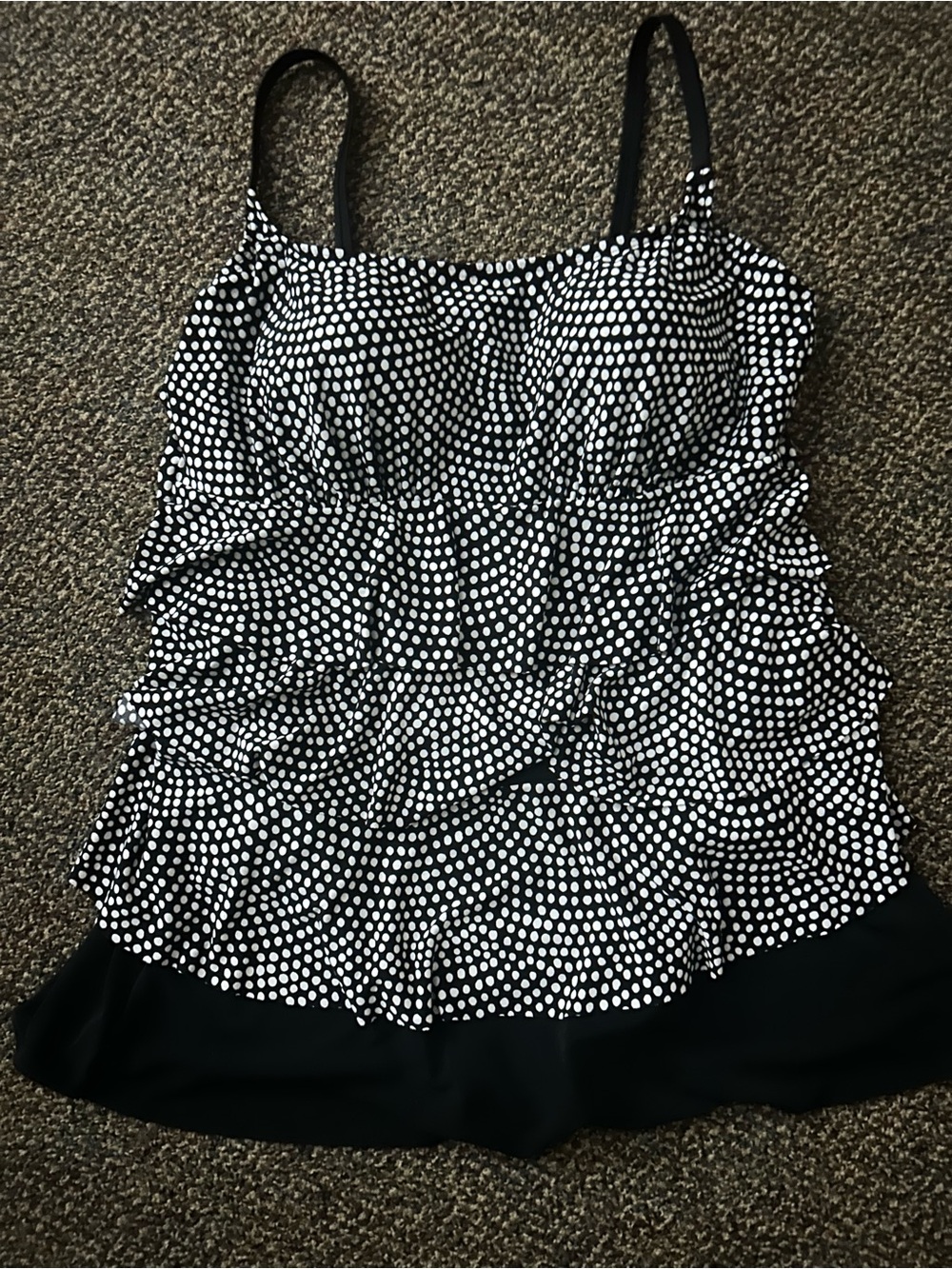 St. John's Bay Black and White Polka Dot Ruffle Camisole